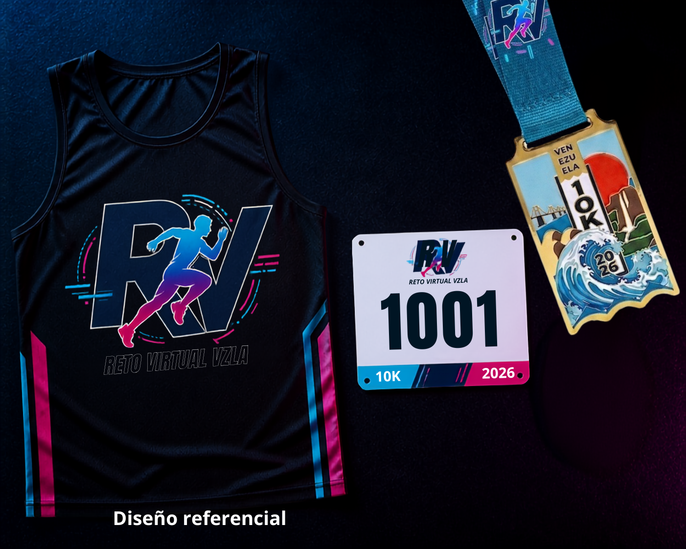Kit de carrera oficial 10K 2026 — camiseta, dorsal y medalla