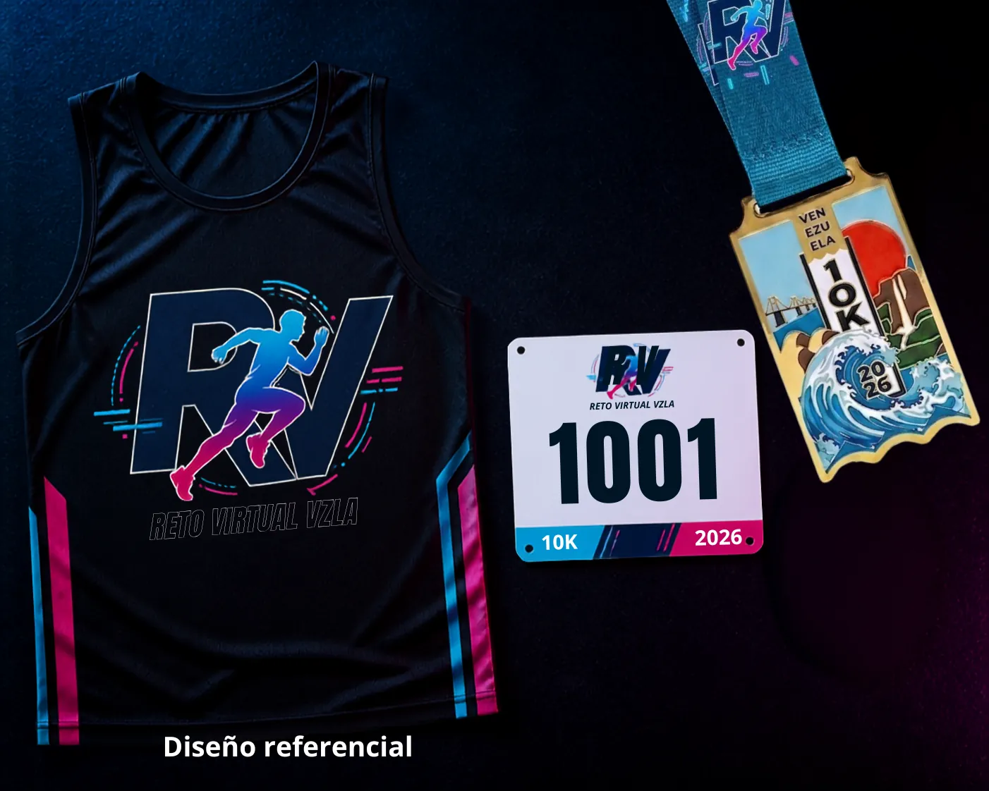Kit de carrera oficial 10K 2026 — camiseta, dorsal y medalla